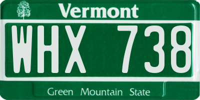 VT license plate WHX738