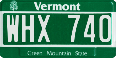 VT license plate WHX740