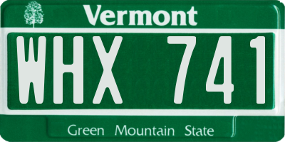 VT license plate WHX741