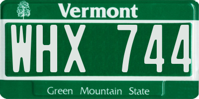 VT license plate WHX744