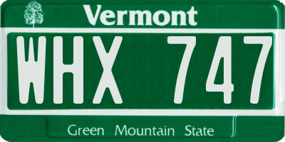 VT license plate WHX747