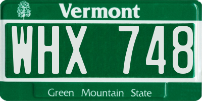 VT license plate WHX748