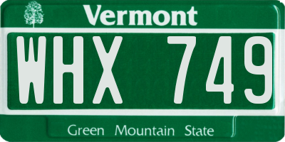 VT license plate WHX749