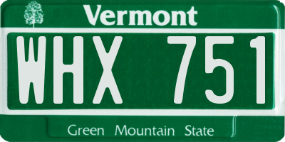 VT license plate WHX751