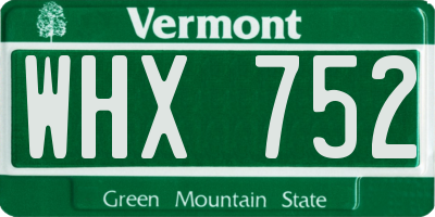 VT license plate WHX752