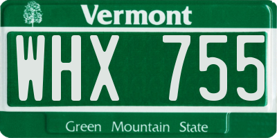 VT license plate WHX755