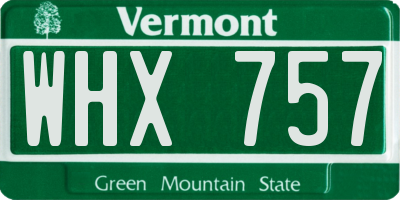 VT license plate WHX757