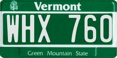 VT license plate WHX760