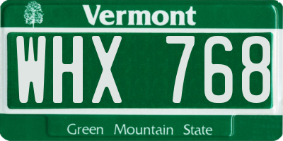VT license plate WHX768
