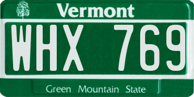 VT license plate WHX769
