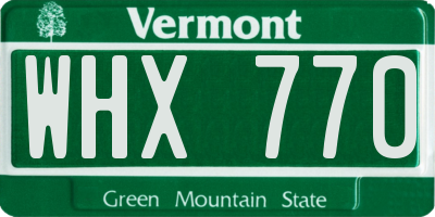 VT license plate WHX770