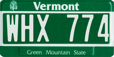 VT license plate WHX774