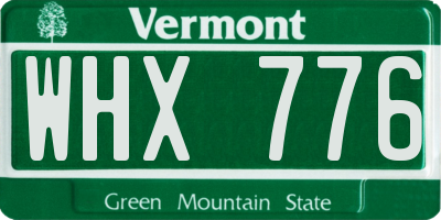 VT license plate WHX776