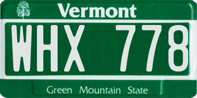 VT license plate WHX778