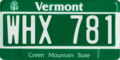 VT license plate WHX781