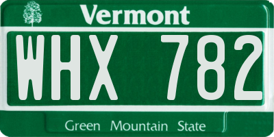 VT license plate WHX782