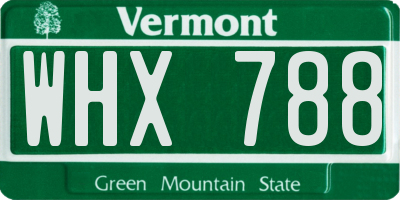 VT license plate WHX788