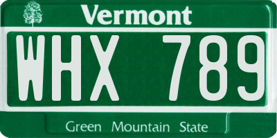 VT license plate WHX789
