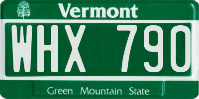 VT license plate WHX790