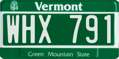 VT license plate WHX791