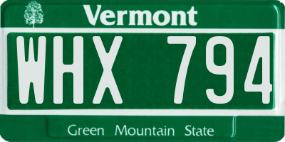 VT license plate WHX794