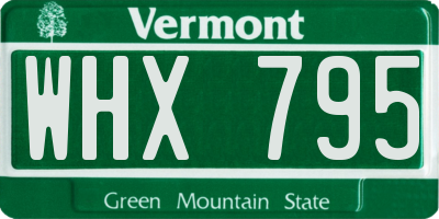VT license plate WHX795