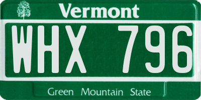 VT license plate WHX796