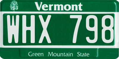 VT license plate WHX798