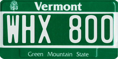 VT license plate WHX800