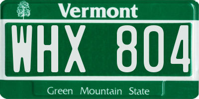 VT license plate WHX804