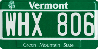 VT license plate WHX806
