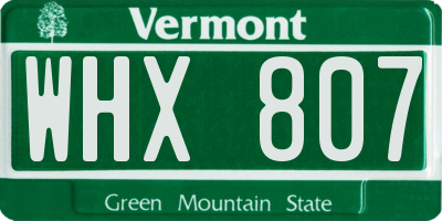 VT license plate WHX807