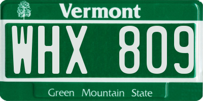 VT license plate WHX809