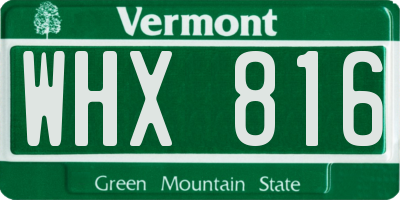 VT license plate WHX816