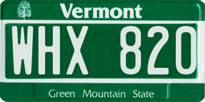 VT license plate WHX820