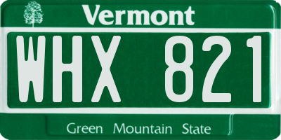 VT license plate WHX821