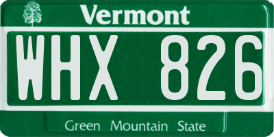 VT license plate WHX826