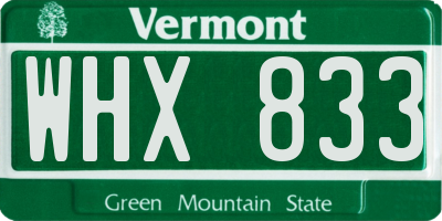 VT license plate WHX833