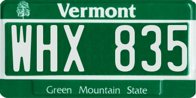 VT license plate WHX835