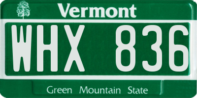 VT license plate WHX836