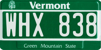 VT license plate WHX838