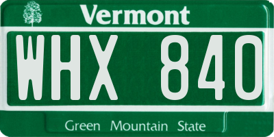 VT license plate WHX840