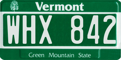 VT license plate WHX842