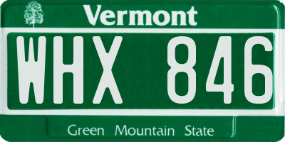 VT license plate WHX846