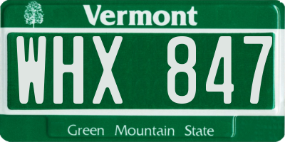 VT license plate WHX847