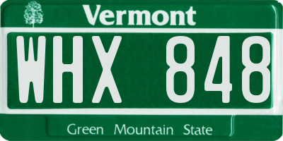 VT license plate WHX848