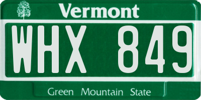 VT license plate WHX849