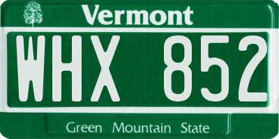 VT license plate WHX852