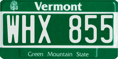 VT license plate WHX855