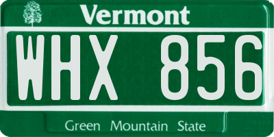 VT license plate WHX856